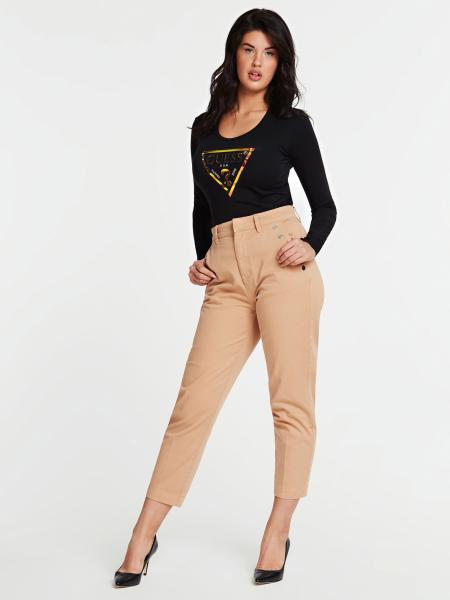 Guess Longsleeve, schwarz/Logo Holooptik